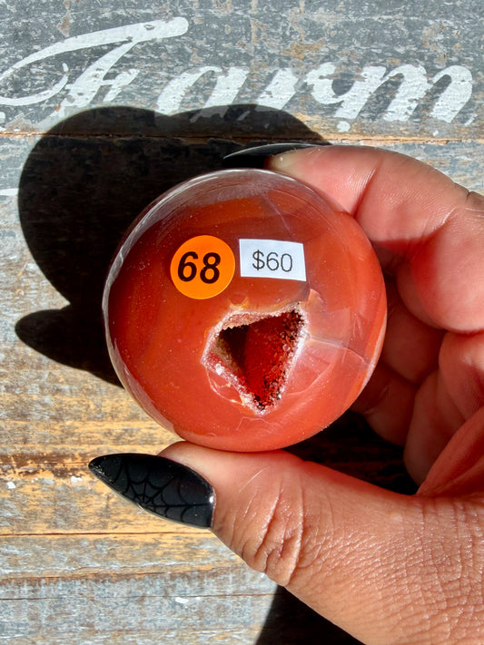 Gorgeous Druzy Carnelian Sphere | Opt 68