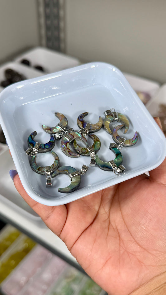 One (1) Abalone Shell Crescent Moon Pendant | Intuitively Chosen