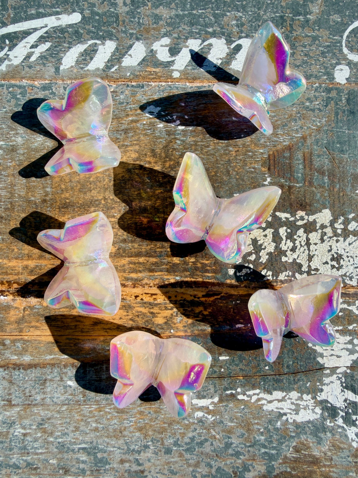 One (1) Aura Rose Quartz Butterfly | Intuitively Chosen
