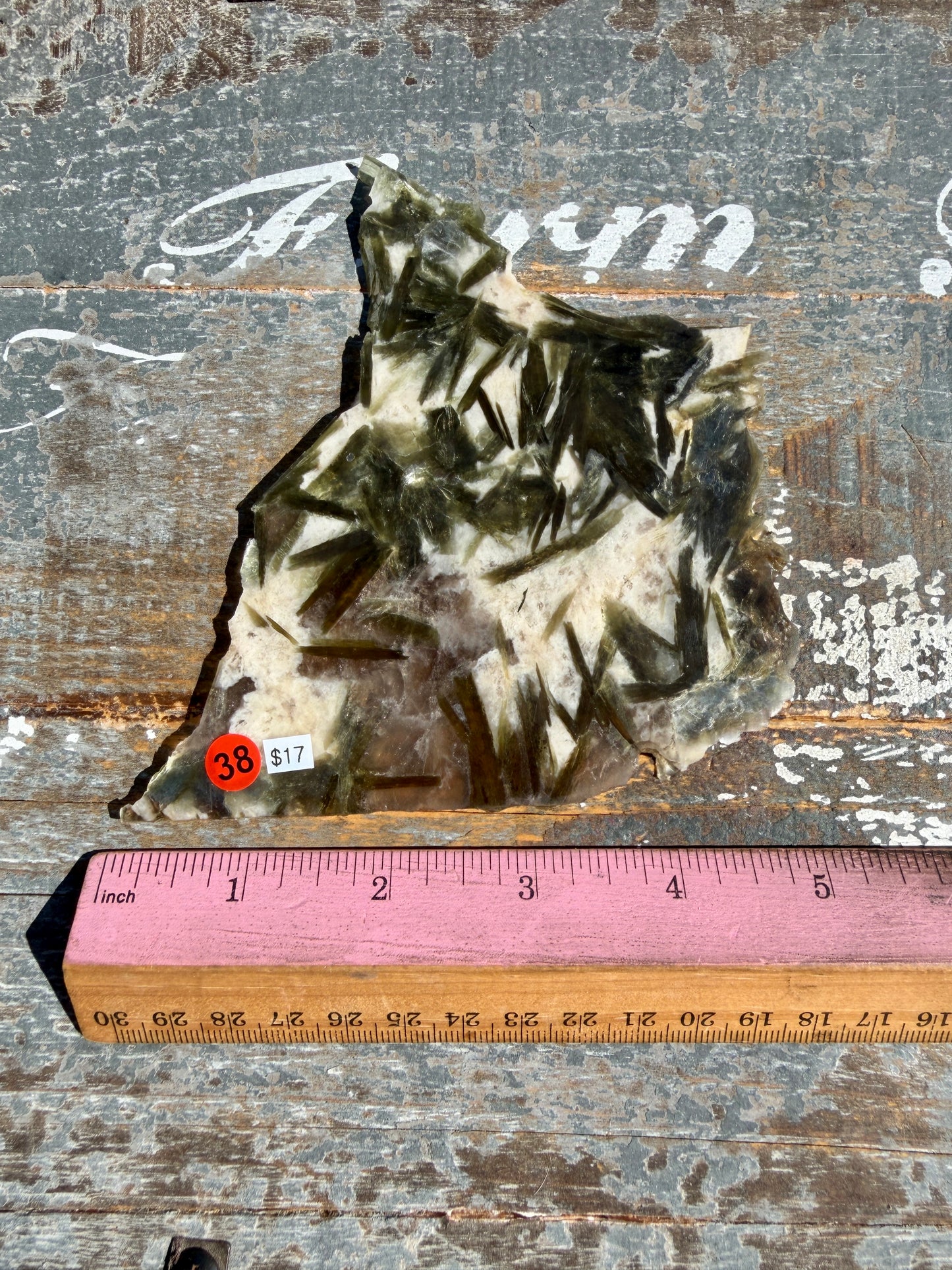 Gorgeous Green Tourmaline with Lepidolite Garnet Slab | Opt 38