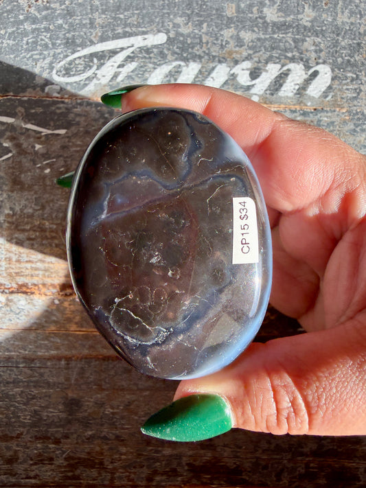 Gorgeous Carnelian + Orca Agate Palm Stone | CP15