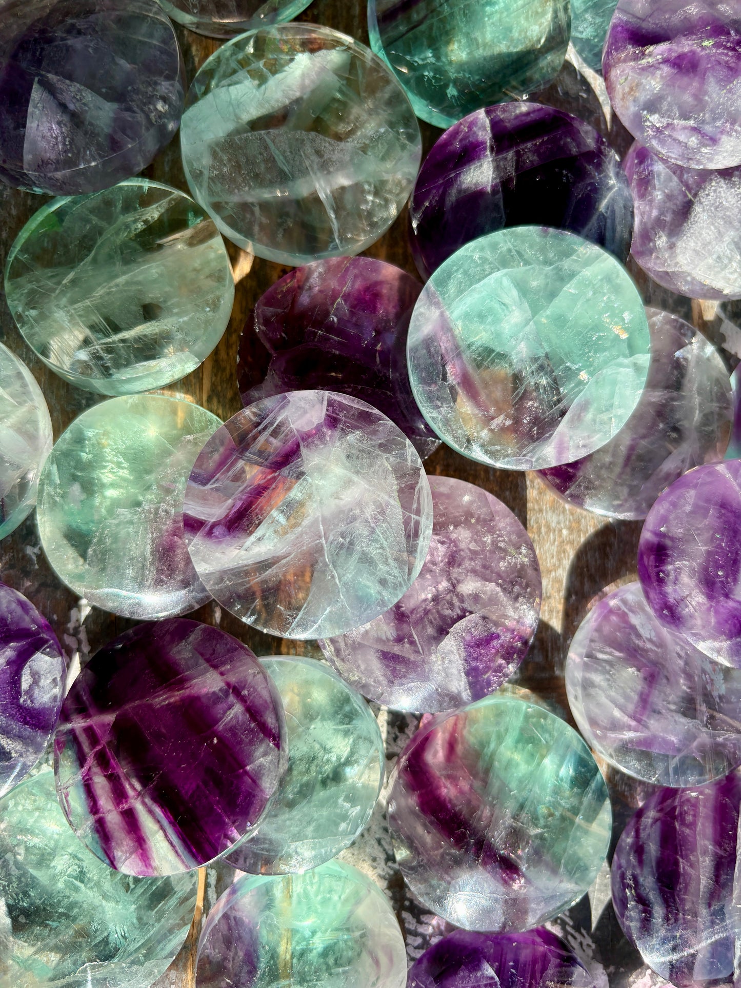 One (1) Gorgeous High Quality Rainbow Fluorite Medallion | 1.5" range | Intuitively Chosen