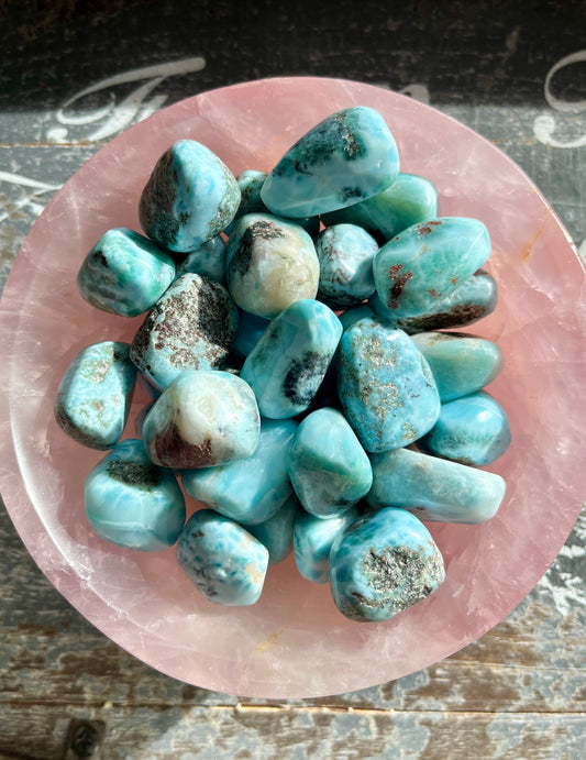 One (1) Gorgeous Larimar Tumbles B Grade from the Dominican Republic *Tucson Exclusive*
