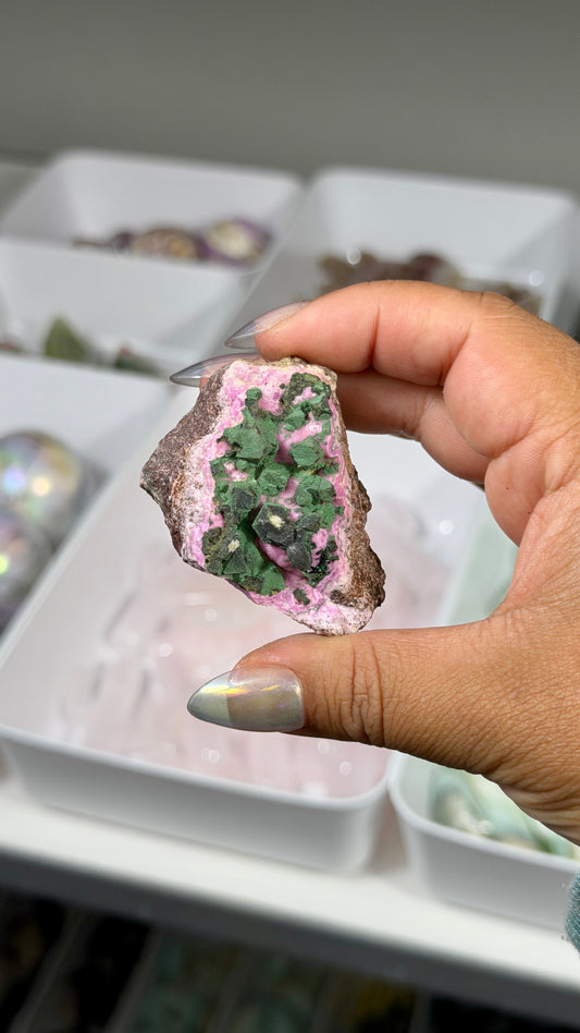 Gorgeous Malachite & Pink Colboltan Calcite Specimen | The Congo | Opt 55