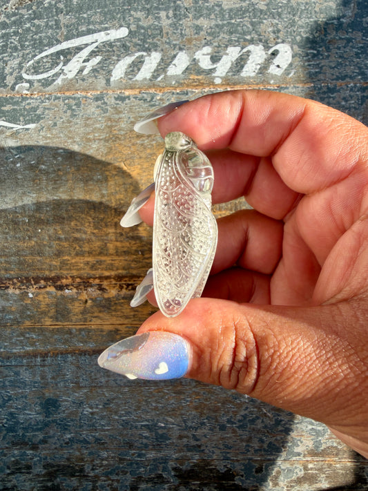 Gorgeous Hand Carved Garden Quartz Cicada | Opt X