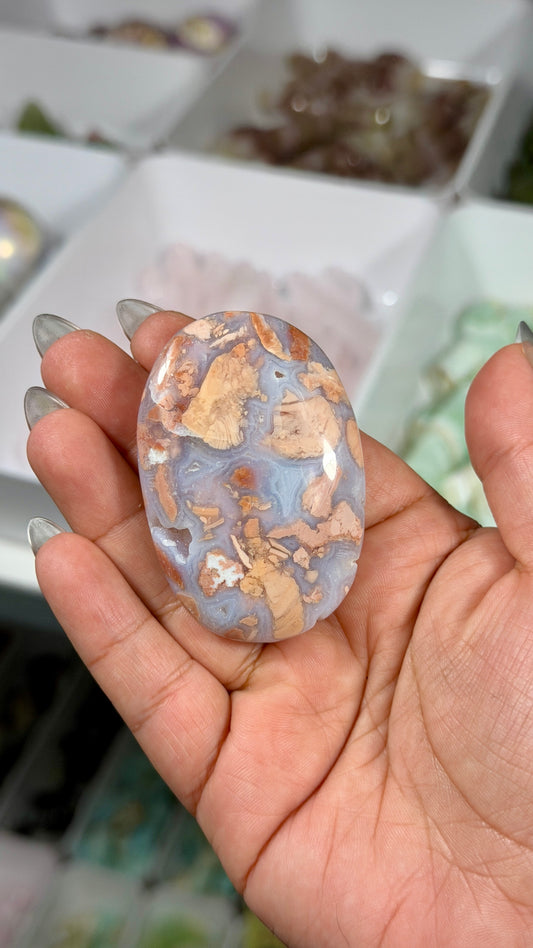 Gorgeous Pink Cotton Candy Agate Palm Stone | Mexico | Opt 63