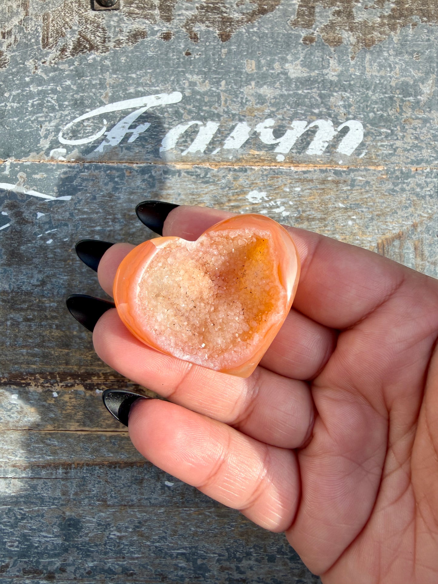 Gorgeous Druzy Carnelian Heart | Opt V
