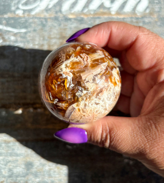Gorgeous Pink Included Agate Sphere | A