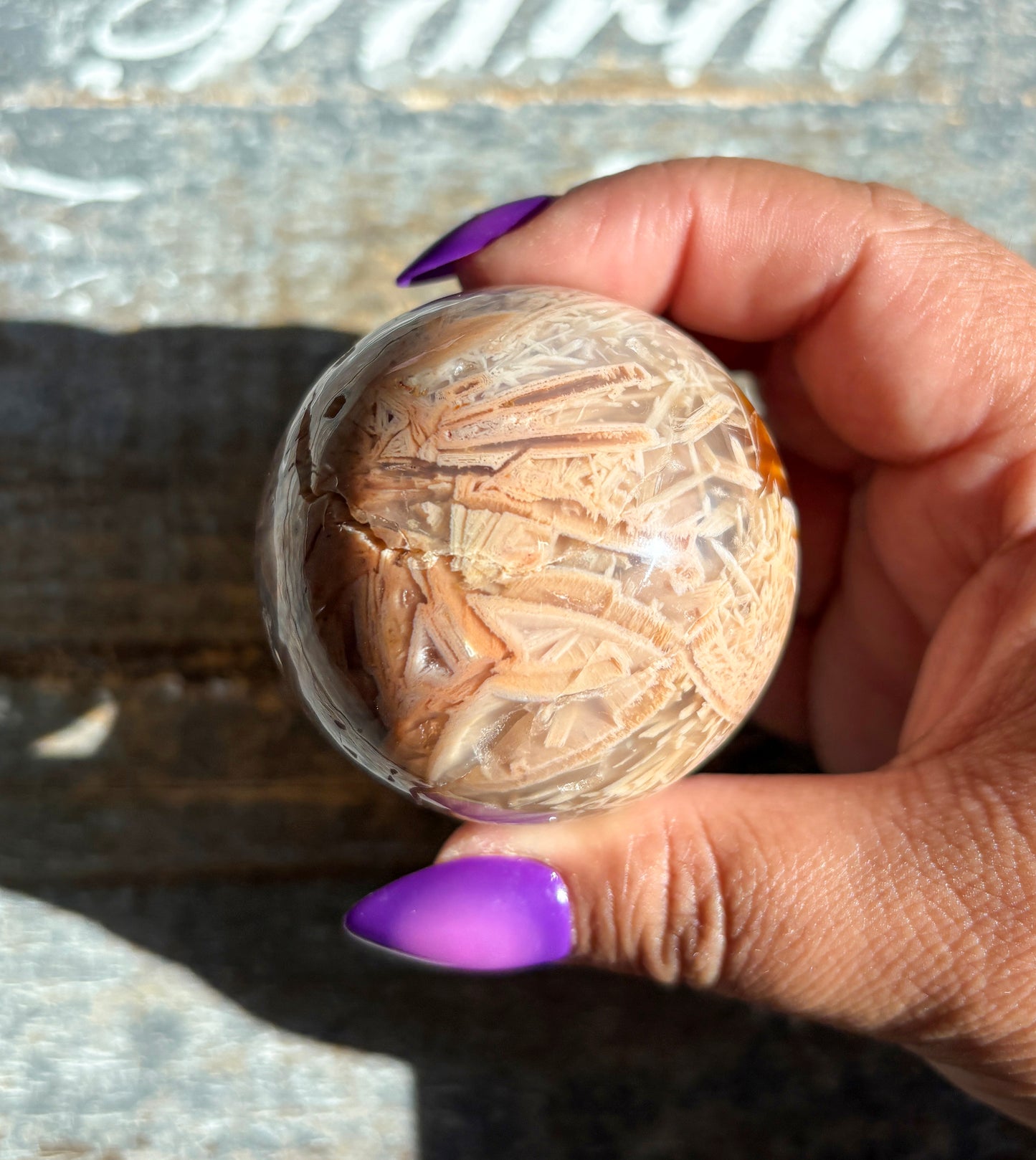 Gorgeous Pink Included Agate Sphere | A