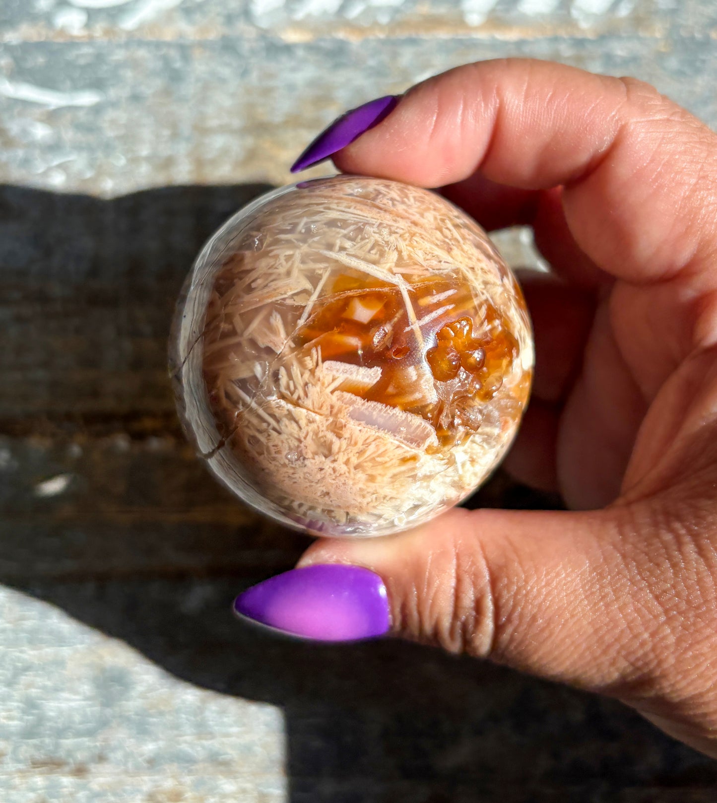 Gorgeous Pink Included Agate Sphere | A