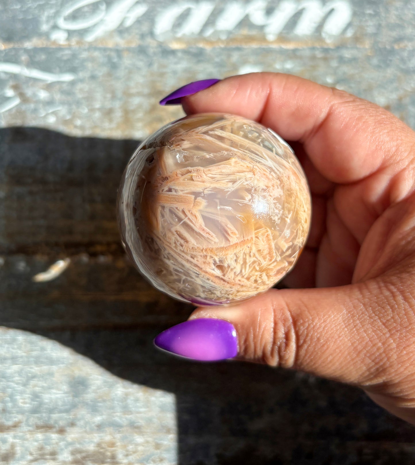 Gorgeous Pink Included Agate Sphere | A