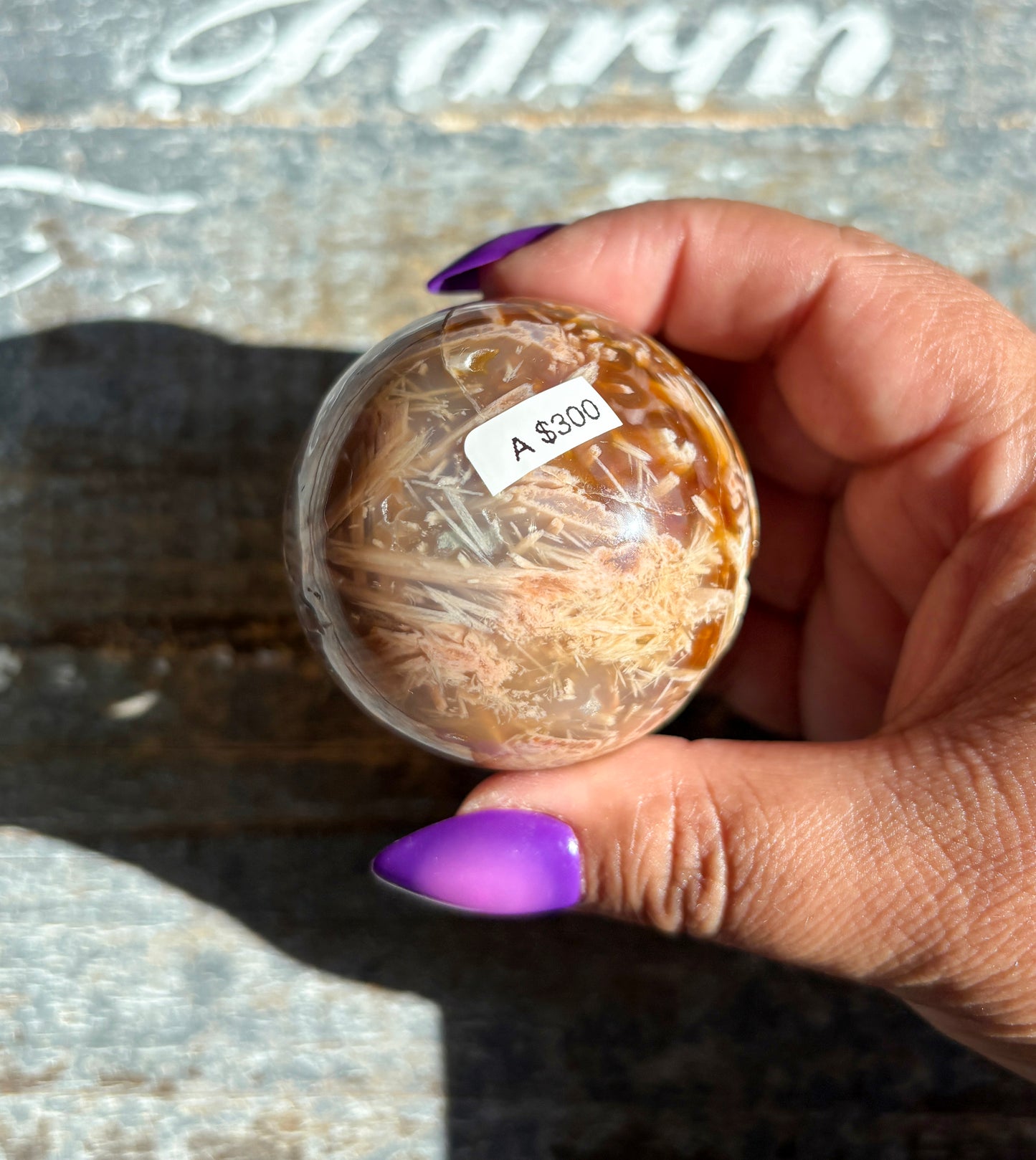 Gorgeous Pink Included Agate Sphere | A