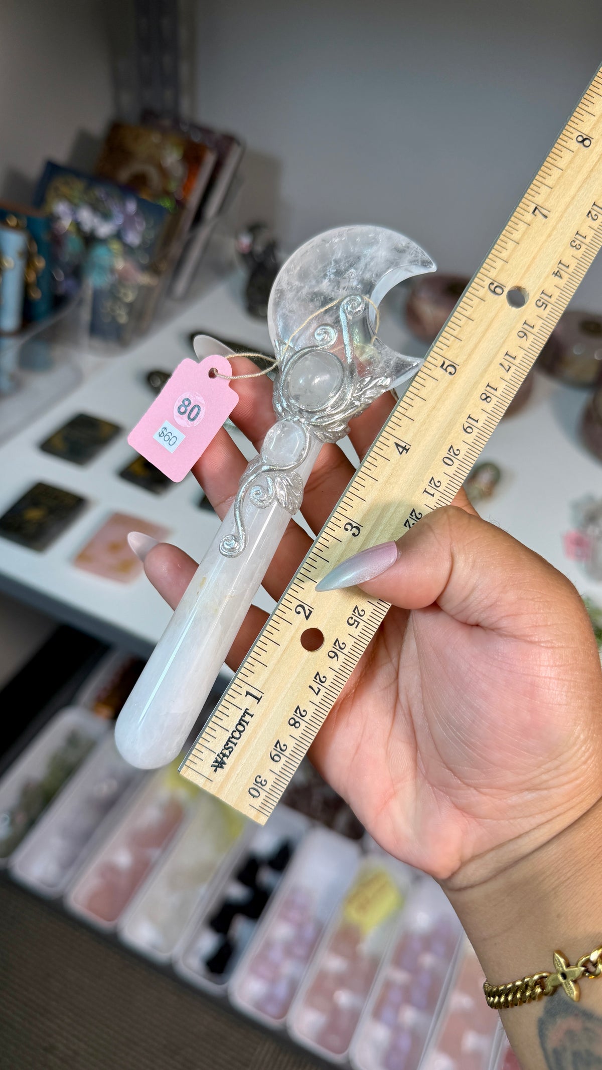 Handcrafted Moon Fairy Crystal Wand | Clear Quartz | Opt 80