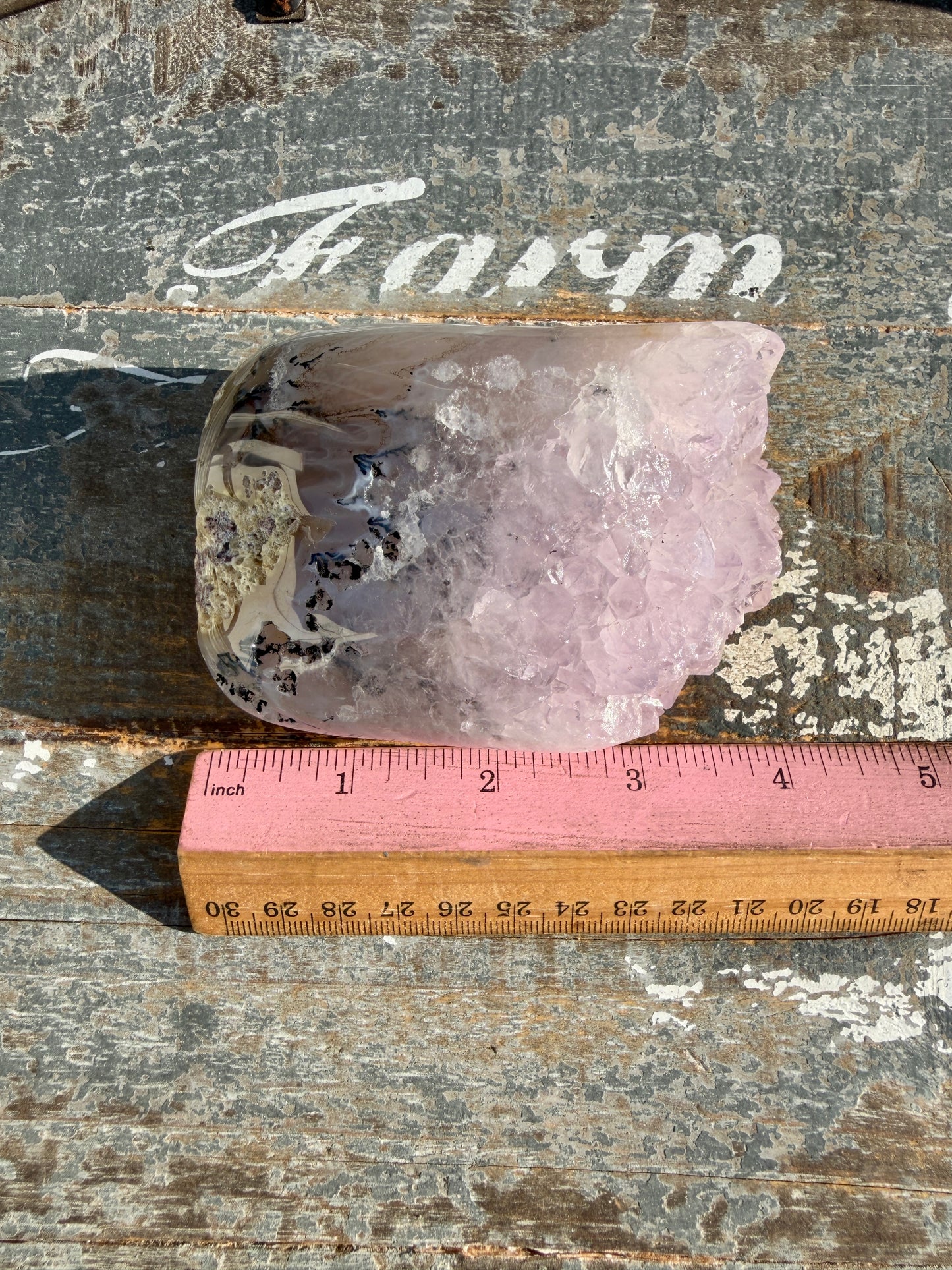 Gorgeous Scenic Moss Agate Freeform with Lavender Druzy | Indonesia | Opt 14
