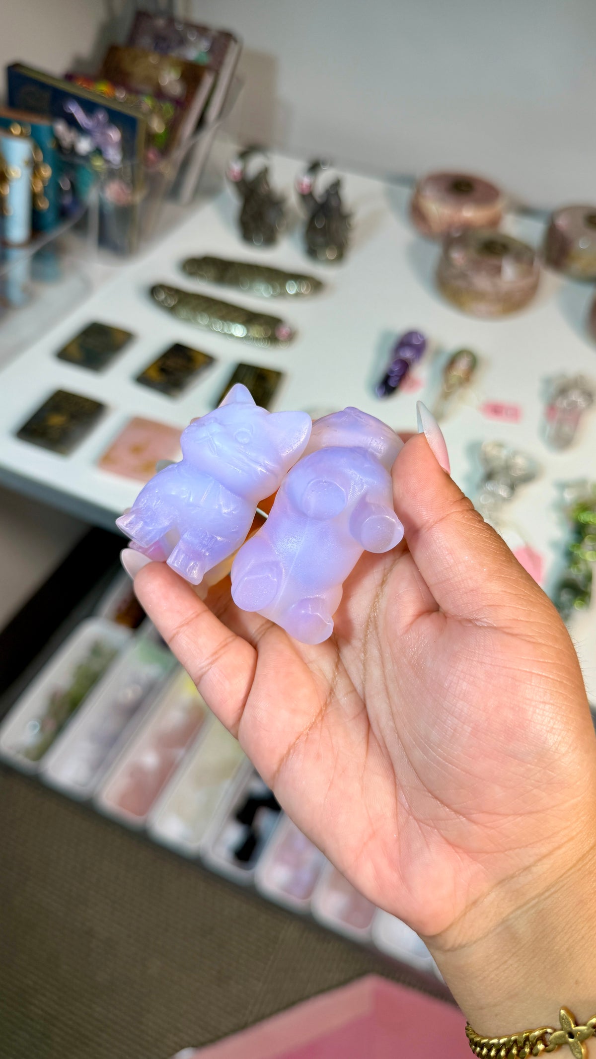One (1) Adorable Pink Opalite Quartz Kitty | Intuitively Chosen