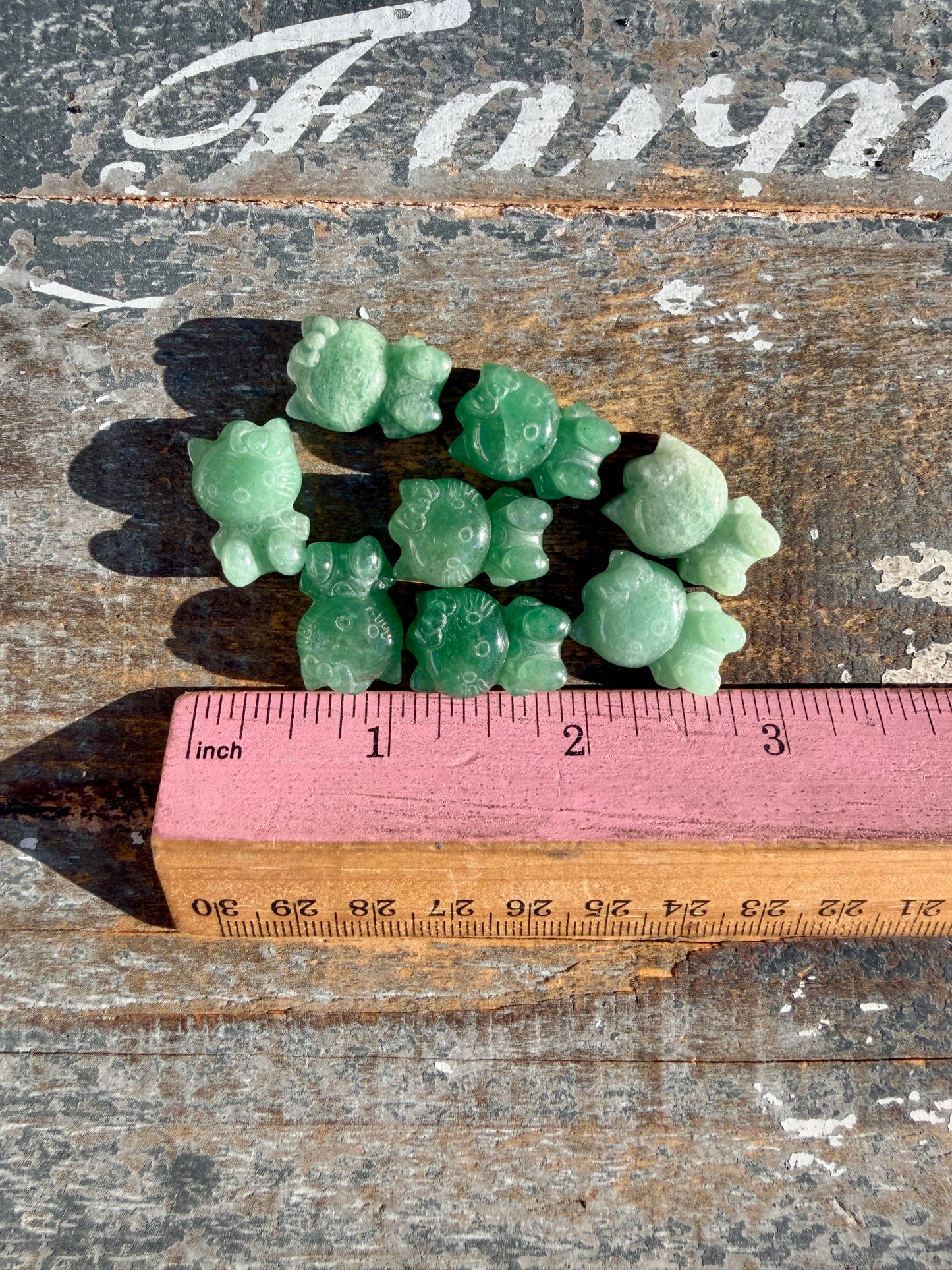 One (1) Adorable Green Strawberry Quartz Hello Kitty Carving | Intuitively Chosen