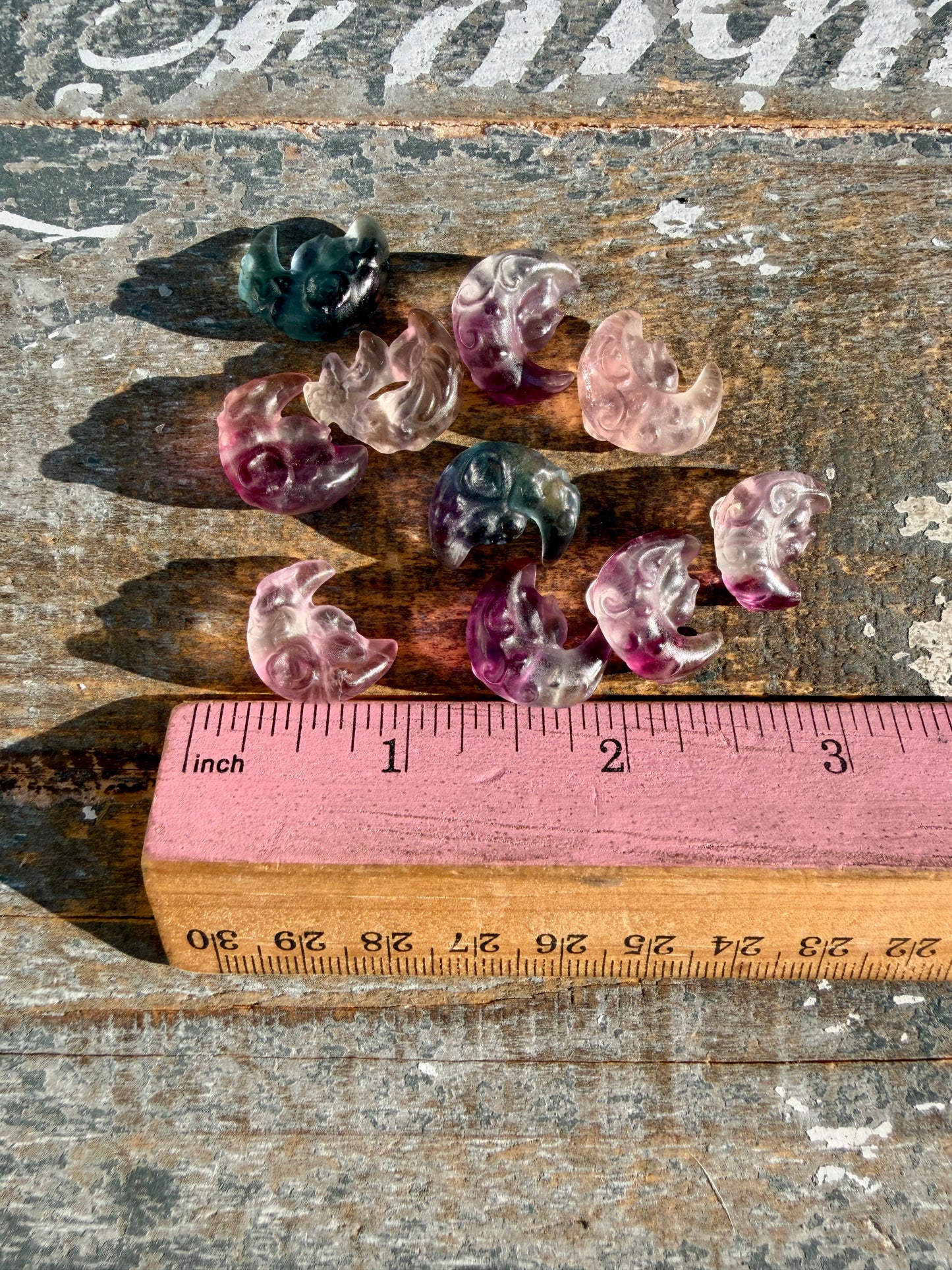 One (1) Mini Rainbow Fluorite Forest Friend in Moon | Intuitively Chosen