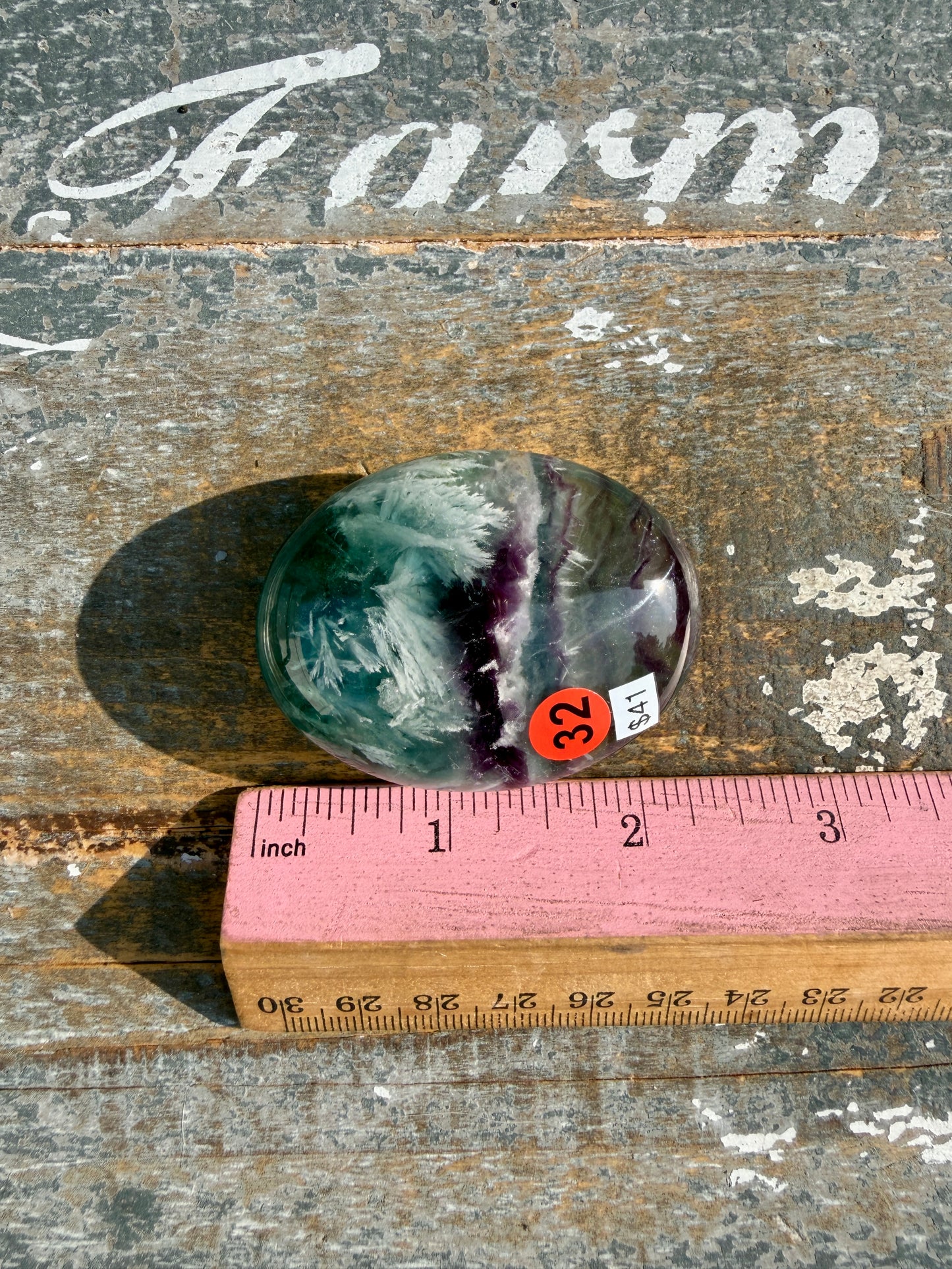 Gorgeous Feathered Fluorite Palm Stone | Opt 32