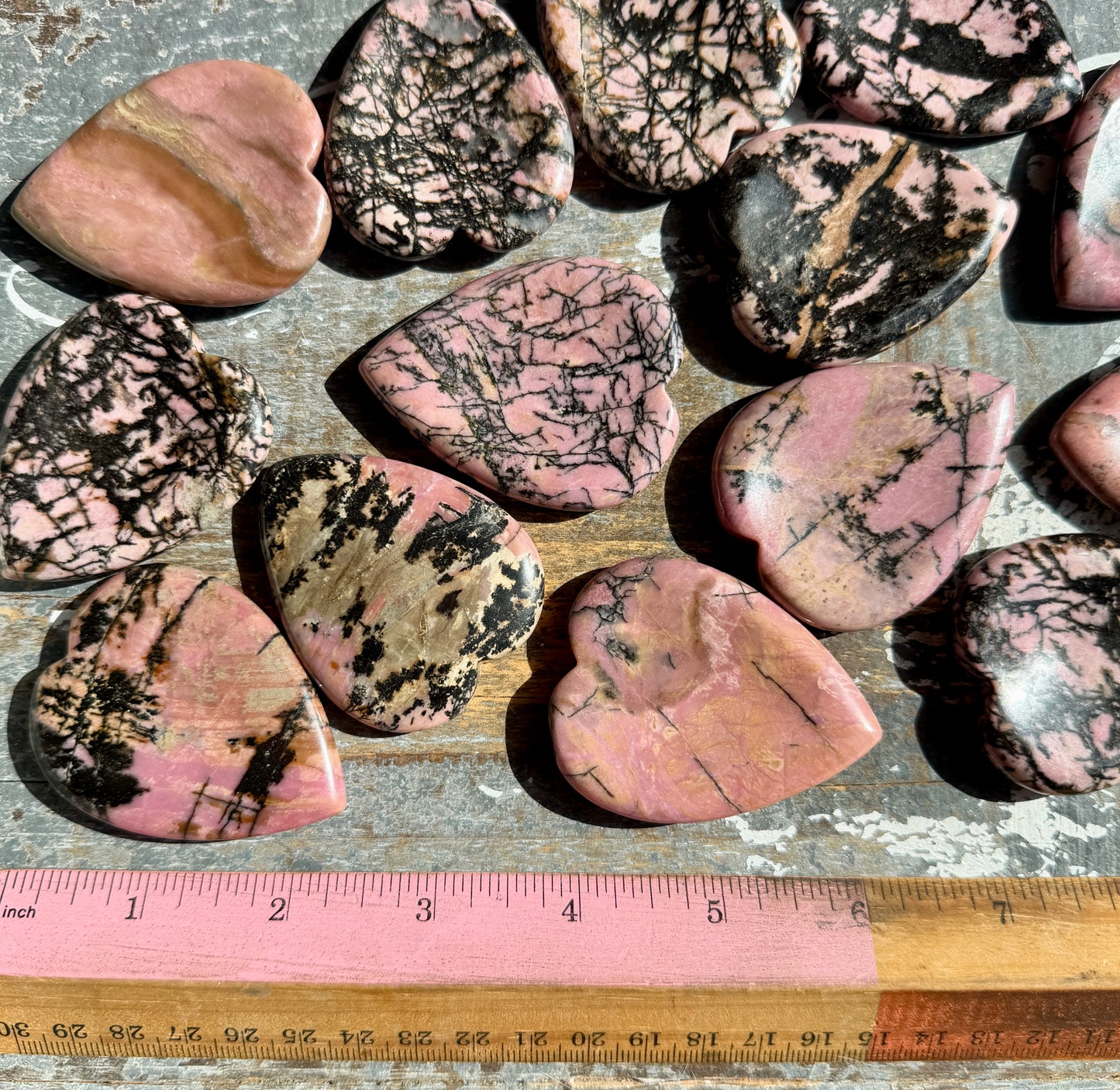 One (1) Rhodonite Heart Worry Stone | Intuitively Chosen