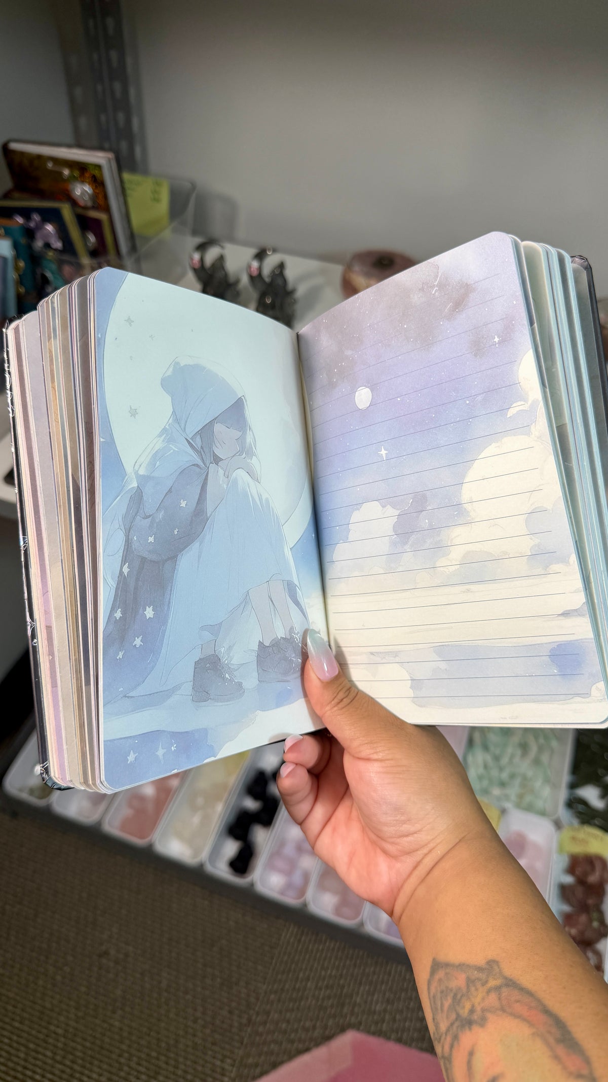 Celestial Witchy Anime Crystal Embellished Journal | Fantasy Notebook