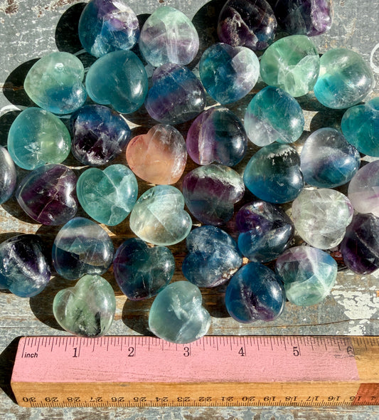 One (1) Rainbow Fluorite Mini Heart | Intuitively Chosen