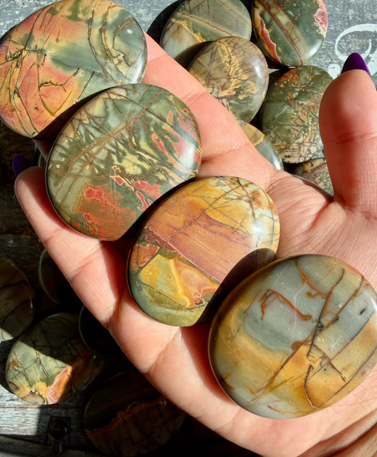 One (1) Cherry Creek Jasper Flat Palm Stone | Intuitively Chosen