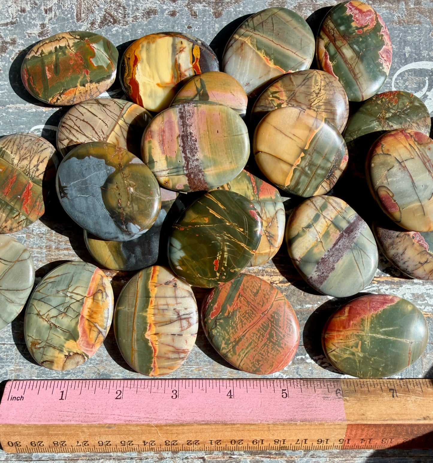 One (1) Cherry Creek Jasper Flat Palm Stone | Intuitively Chosen