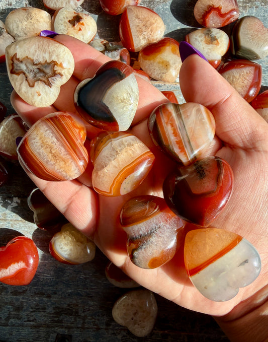 One (1) Banded Carnelian in Quartz Mini Heart | Intuitively Chosen