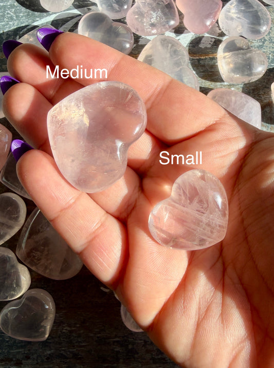 One (1) Ice Rose Quartz Hearts (2 Sizes) | Intuitively Chosen