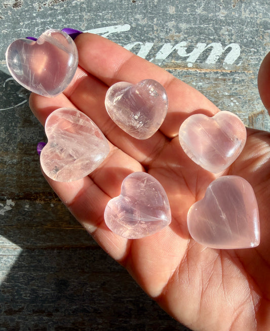One (1) Ice Rose Quartz Hearts (2 Sizes) | Intuitively Chosen
