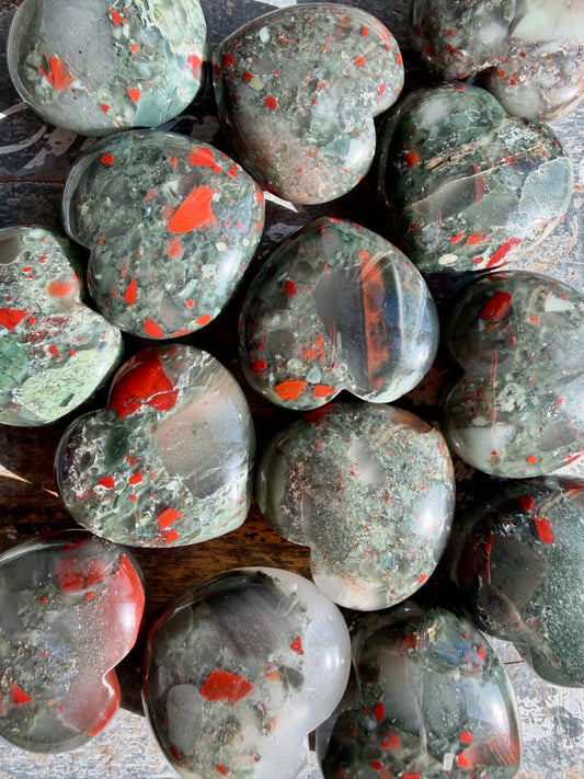 One (1) African Blood Stone Heart | Intuitively Chosen