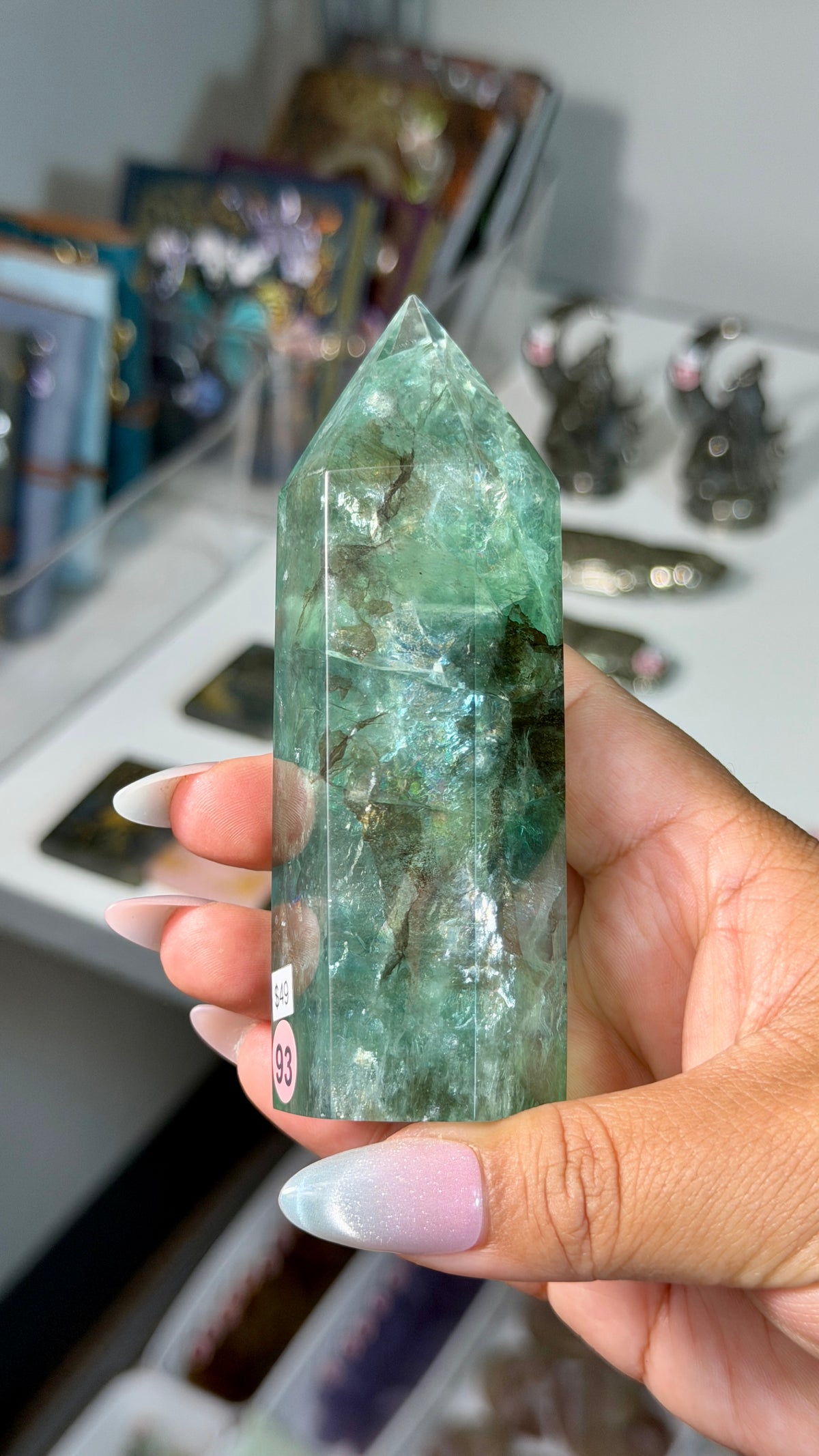 Gorgeous Stormy Sea Fluorite Tower | UV Reacts Blue | Opt 93