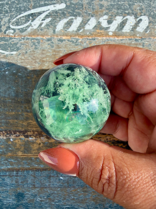 Gorgeous Feathered Fluorite Sphere | Opt 26