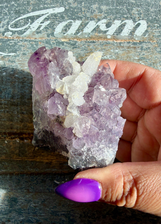 Gorgeous Amethyst with Druzy Calcite Specimen from Brazil | Opt H1