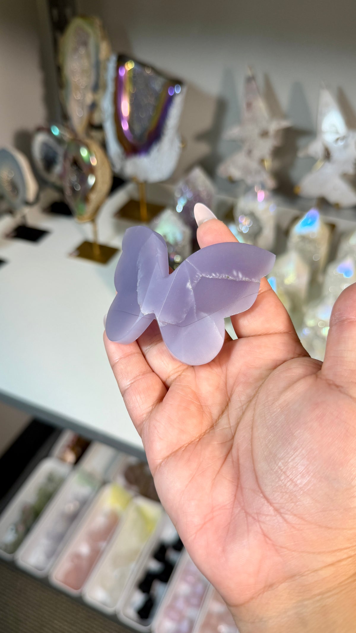 Gorgeous Rare Lavender Fluorite 3D Butterly | Hand Carved in India, Sourced in Mexico | Opt 17