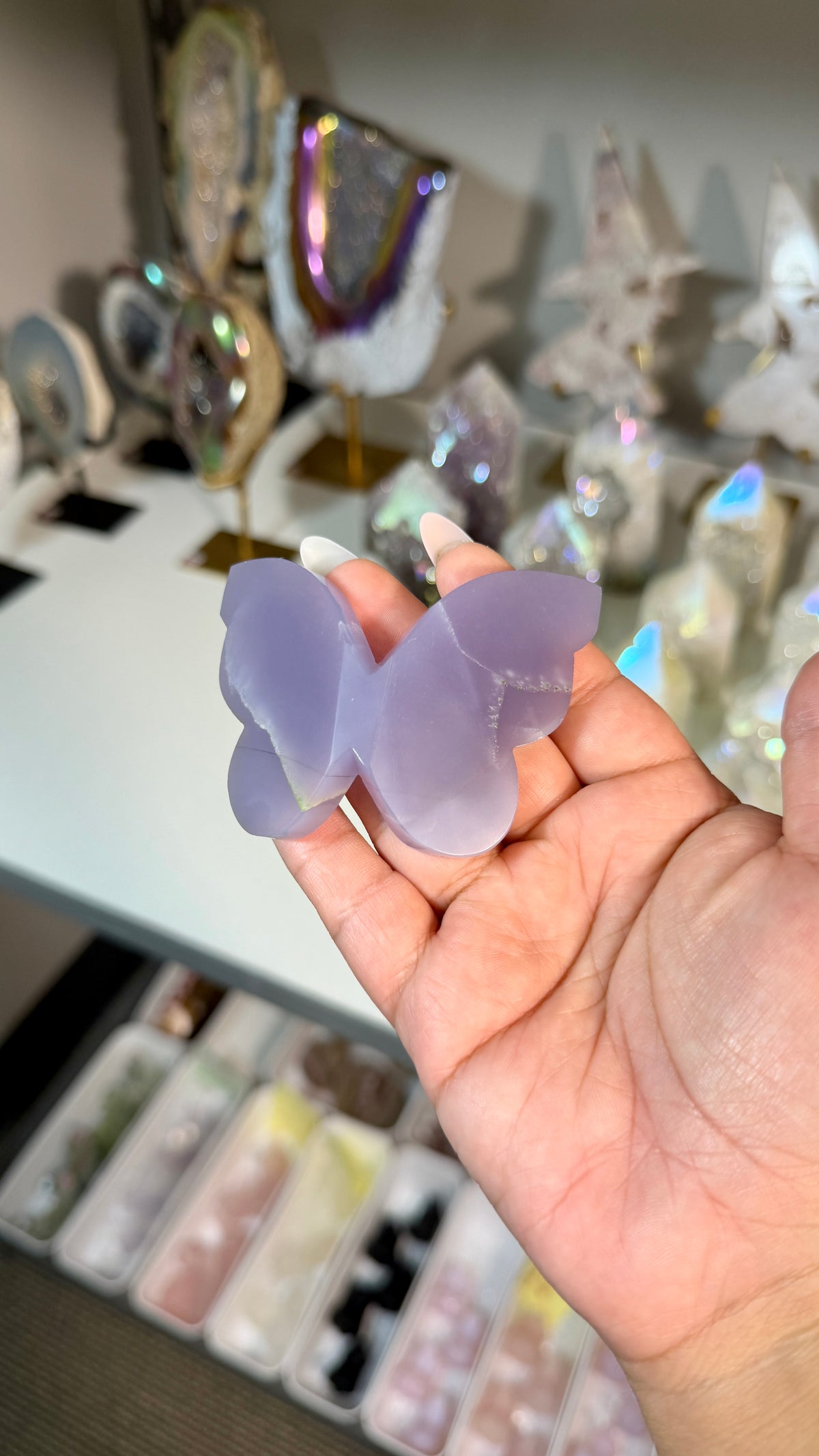 Gorgeous Rare Lavender Fluorite 3D Butterly | Hand Carved in India, Sourced in Mexico | Opt 16