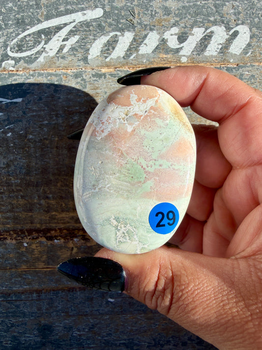 Pastel Unicorn Jasper Palm Stone | India | Opt 29