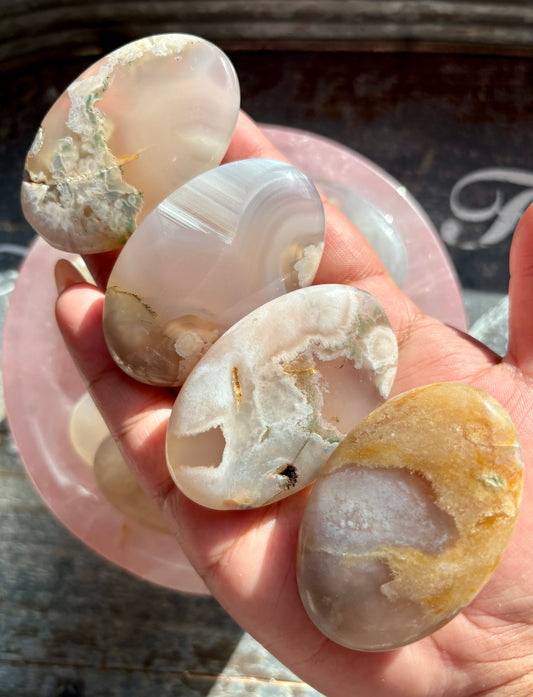 One (1) Gorgeous Flower Agate Palm Stone from Madagascar