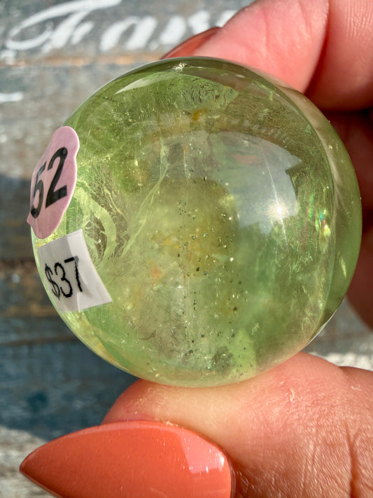 Gorgeous Lime Green Fluorite Sphere | Opt 52 *PYRITE INCLUSIONS