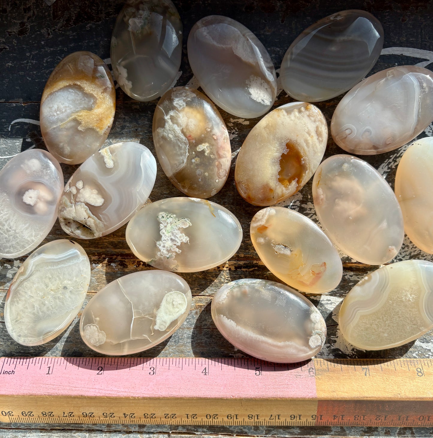One (1) Gorgeous Flower Agate Palm Stone from Madagascar