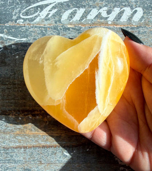 Gorgeous Honeycomb Calcite Large Heart from Utah | Opt C