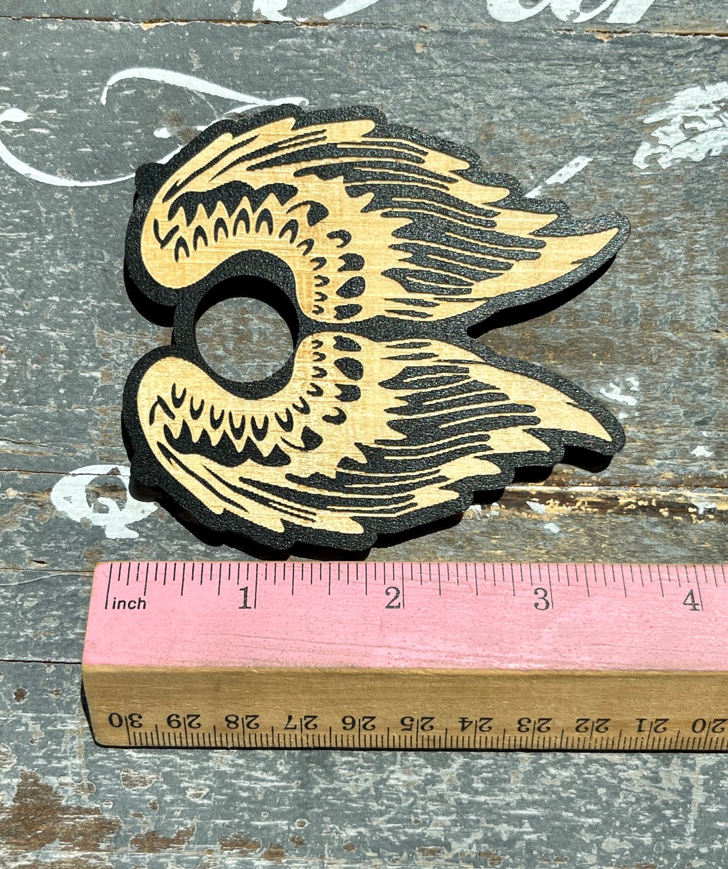 One (1) Angel Wing Wood Sphere Stand