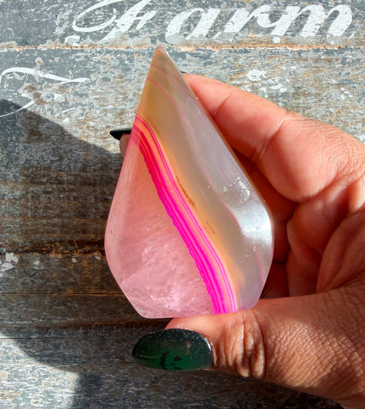 Gorgeous Dyed Pink Agate Flame | Opt D