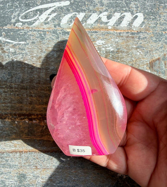Gorgeous Dyed Pink Agate Flame | Opt B