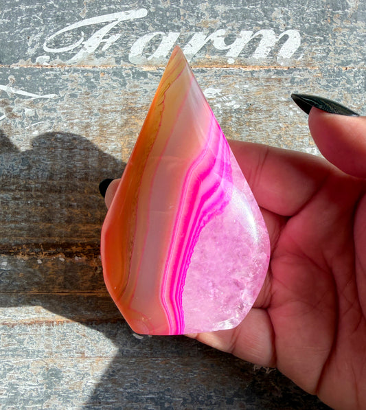 Gorgeous Dyed Pink Agate Flame | Opt B