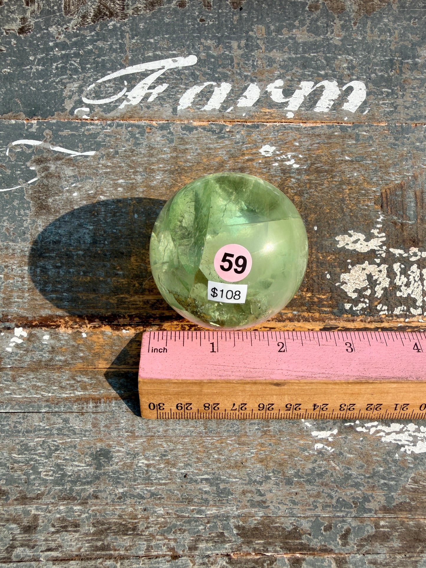 Gorgeous Lime Green Fluorite Sphere | Opt 59 *PYRITE INCLUSIONS