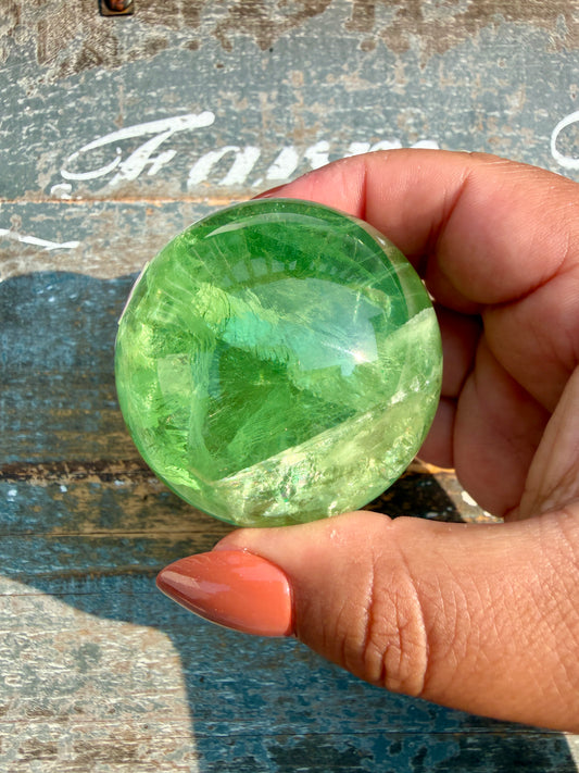 Gorgeous Lime Green Fluorite Sphere | Opt 60