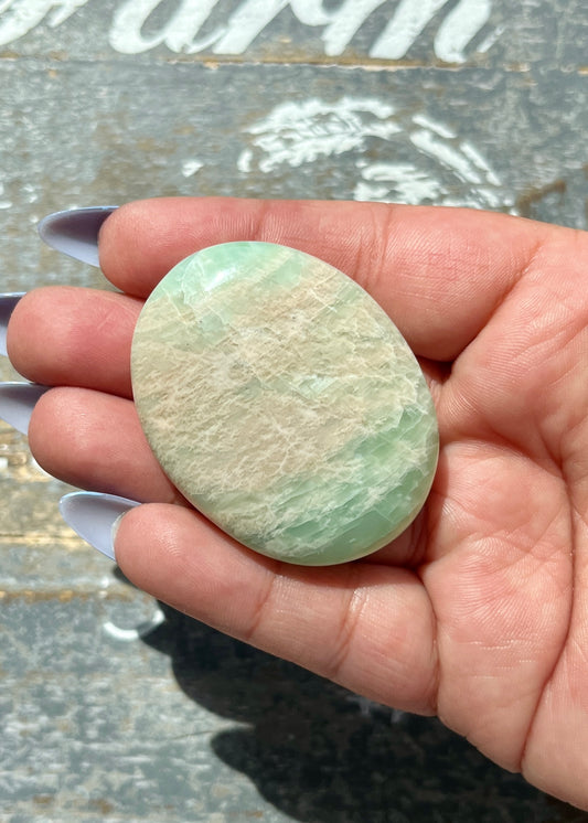 Rare Green Parrot Moonstone Palm Stone from India *Tucson Gem Show Exclusive*
