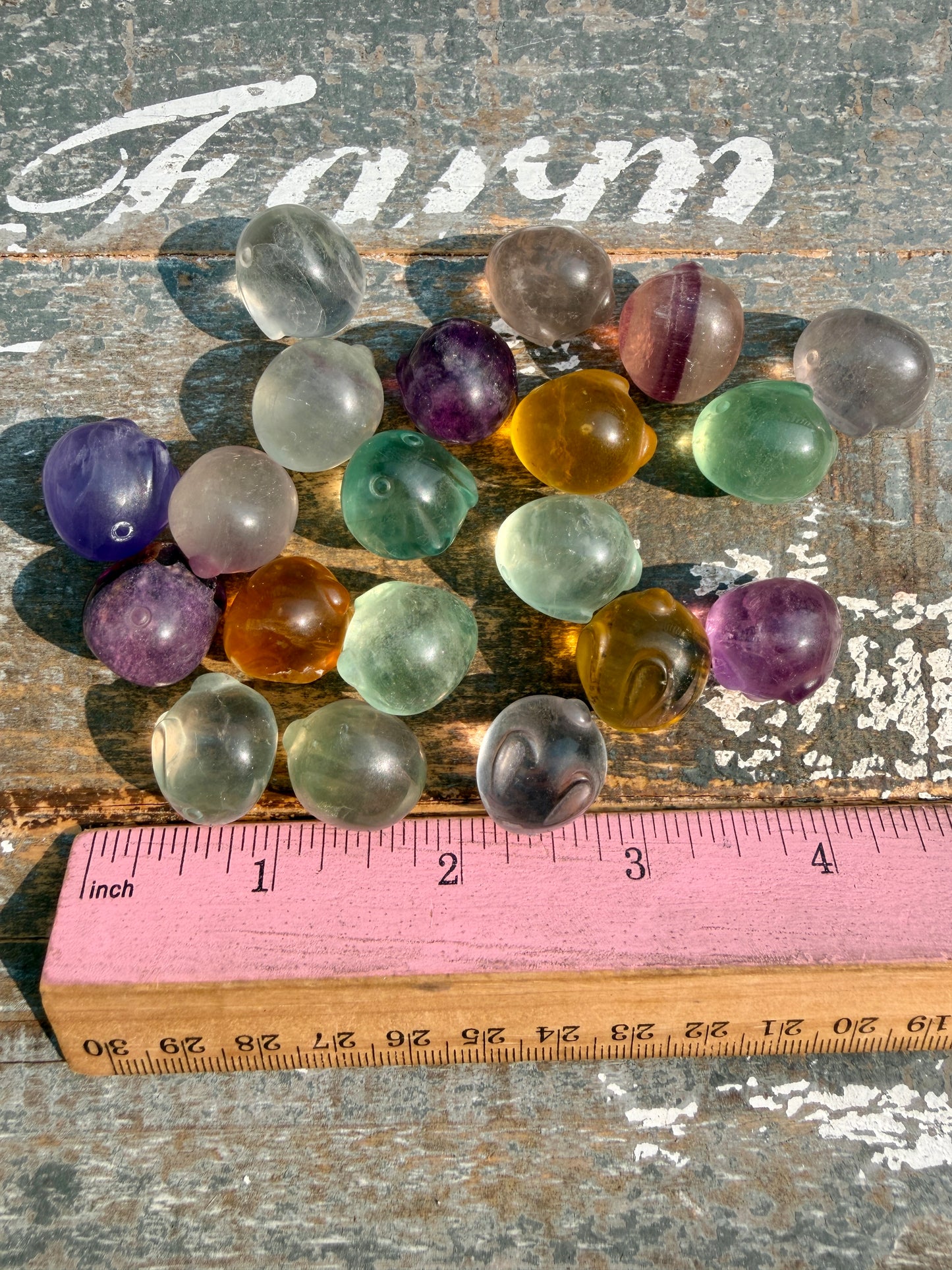 One (1) Rainbow Fluorite Round Bunny | Intuitively Chosen
