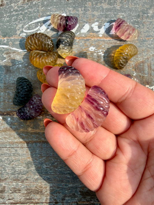 One (1) Rainbow Fluorite Clementine Slice | Intuitively Chosen